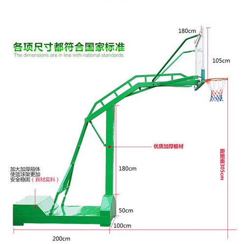 圖說：凹箱移動籃球架的參數以及尺寸